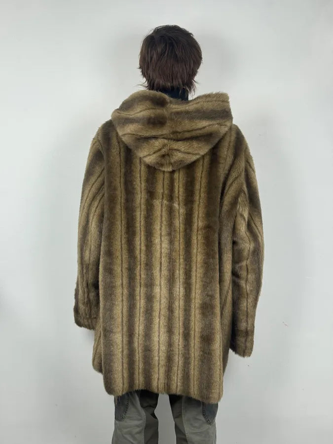 Balmain Faux Fur Reversible Beige Hooded Coat sEKteFX 2