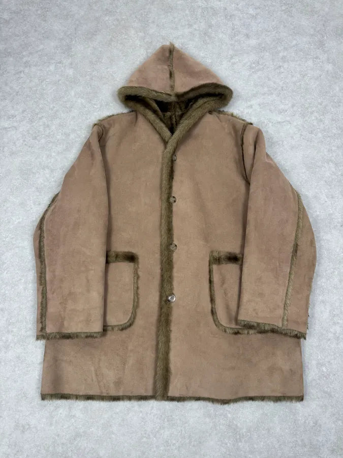 Balmain Faux Fur Reversible Beige Hooded Coat sEKteFX 3