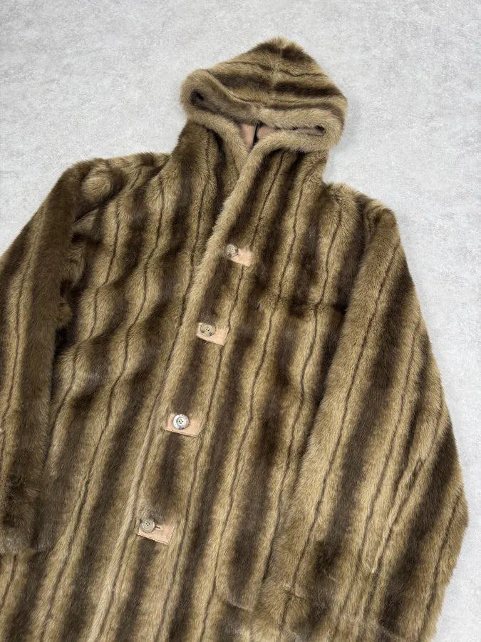 Balmain Faux Fur Reversible Beige Hooded Coat sEKteFX 4