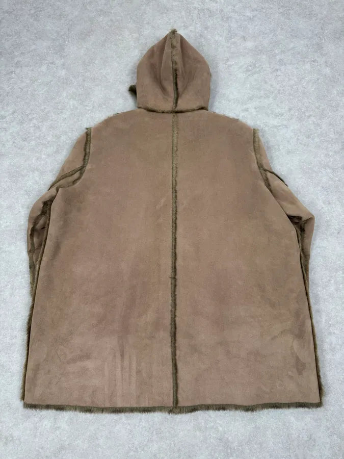 Balmain Faux Fur Reversible Beige Hooded Coat sEKteFX 5