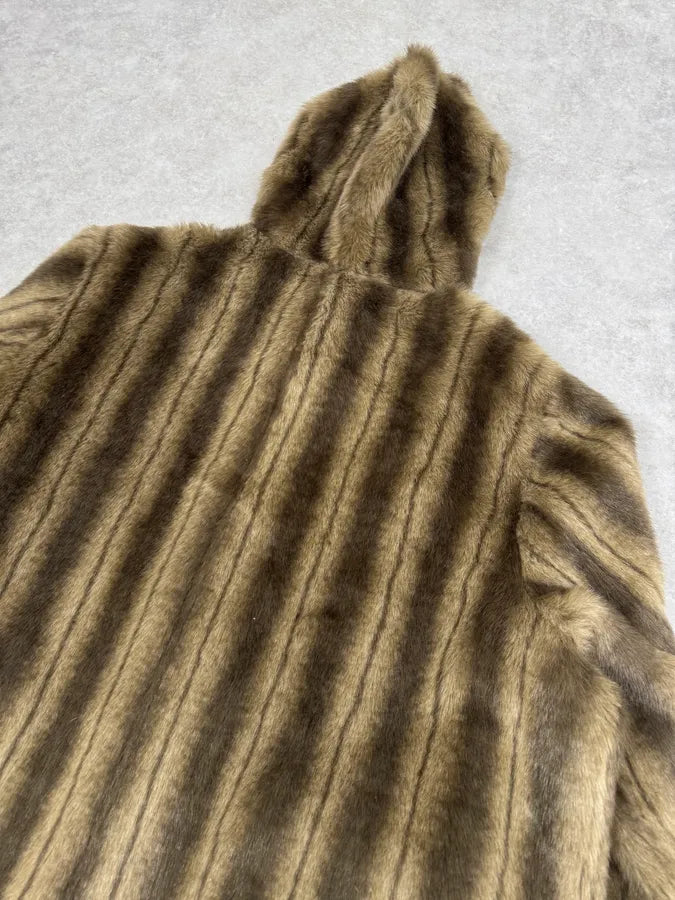 Balmain Faux Fur Reversible Beige Hooded Coat sEKteFX 6