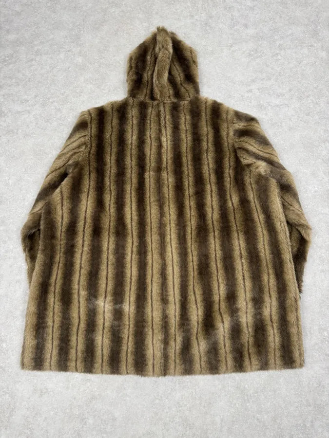 Balmain Faux Fur Reversible Beige Hooded Coat sEKteFX 7