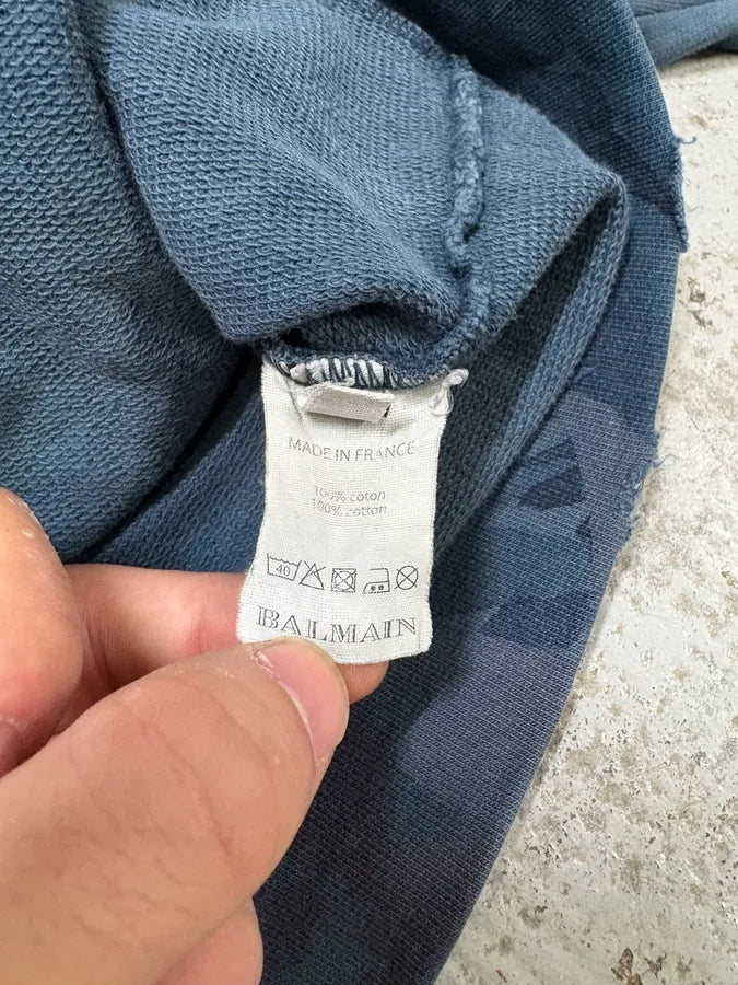 Balmain Flowers Blue Distressed Sweatshirt MjQdRkd 10
