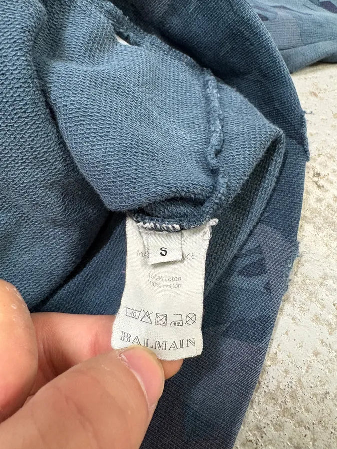 Balmain Flowers Blue Distressed Sweatshirt MjQdRkd 9