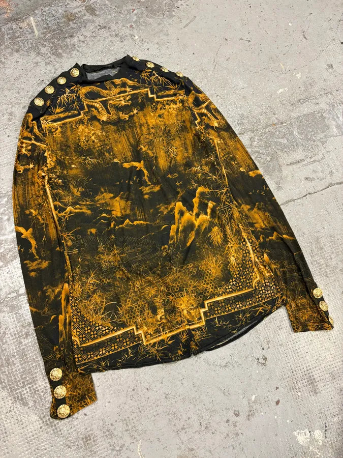 Balmain Gold & Black Signature Dynasty Longsleeve zSEVKXa 1