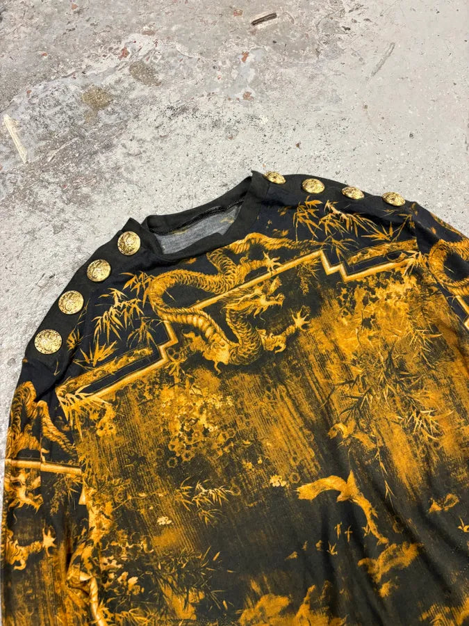 Balmain Gold & Black Signature Dynasty Sweater zSEVKXa 4