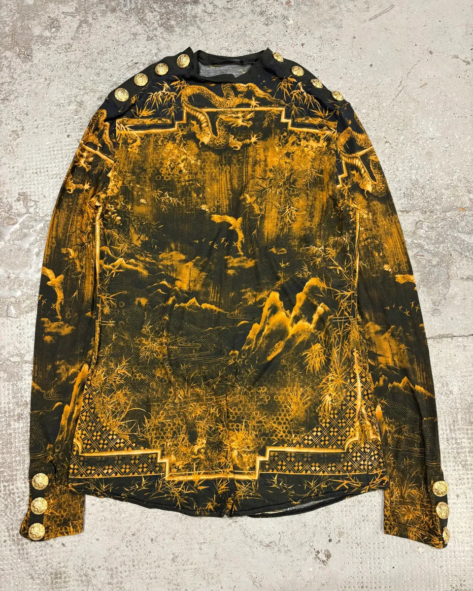 Balmain Gold & Black Signature Dynasty Longsleeve zSEVKXa 0