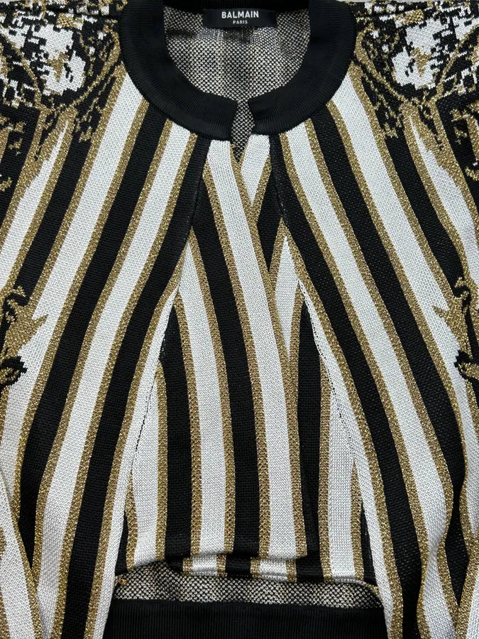 AW2019 Balmain Golden Stripe Cardigan snCmRBW 4