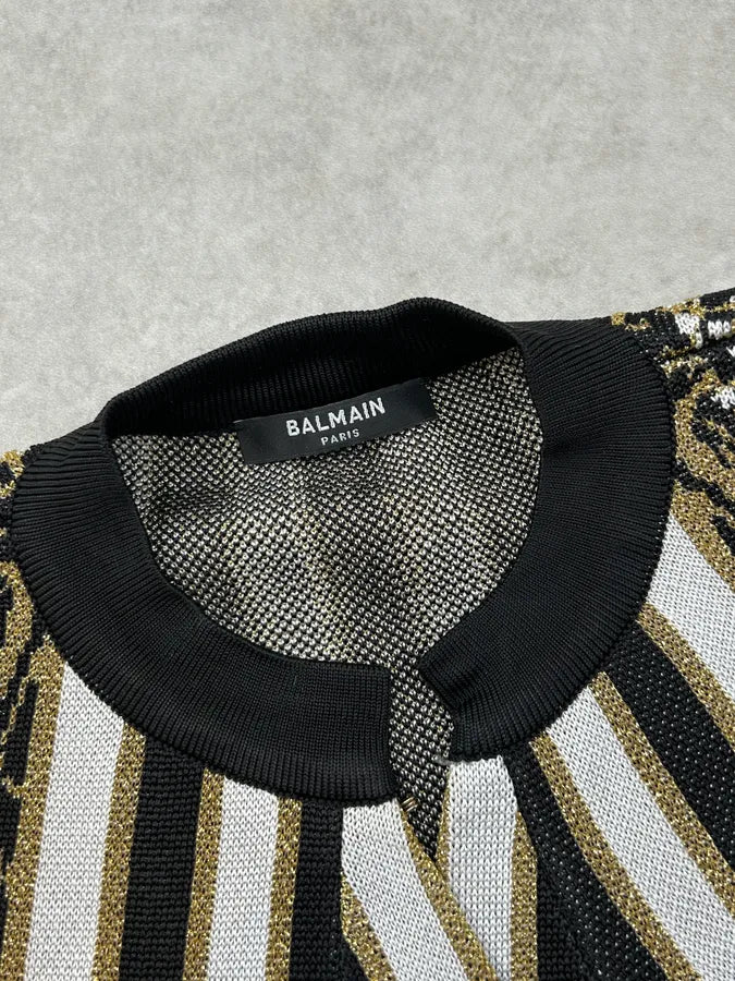 AW2019 Balmain Golden Stripe Cardigan snCmRBW 6