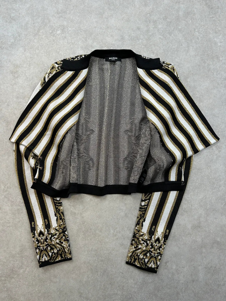 AW2019 Balmain Golden Stripe Cardigan snCmRBW 8