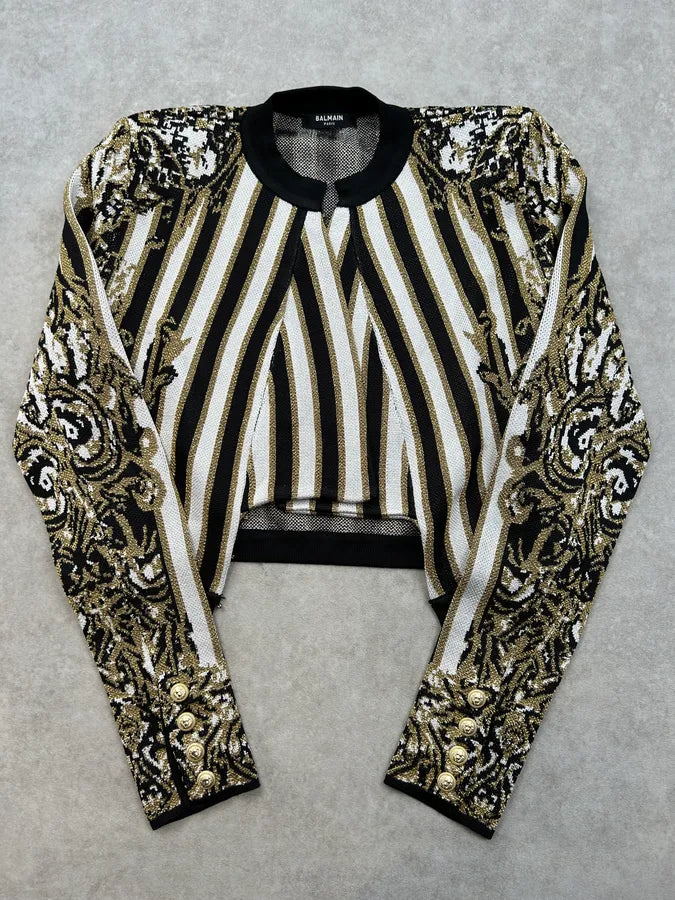 AW2019 Balmain Golden Stripe Cardigan snCmRBW 0