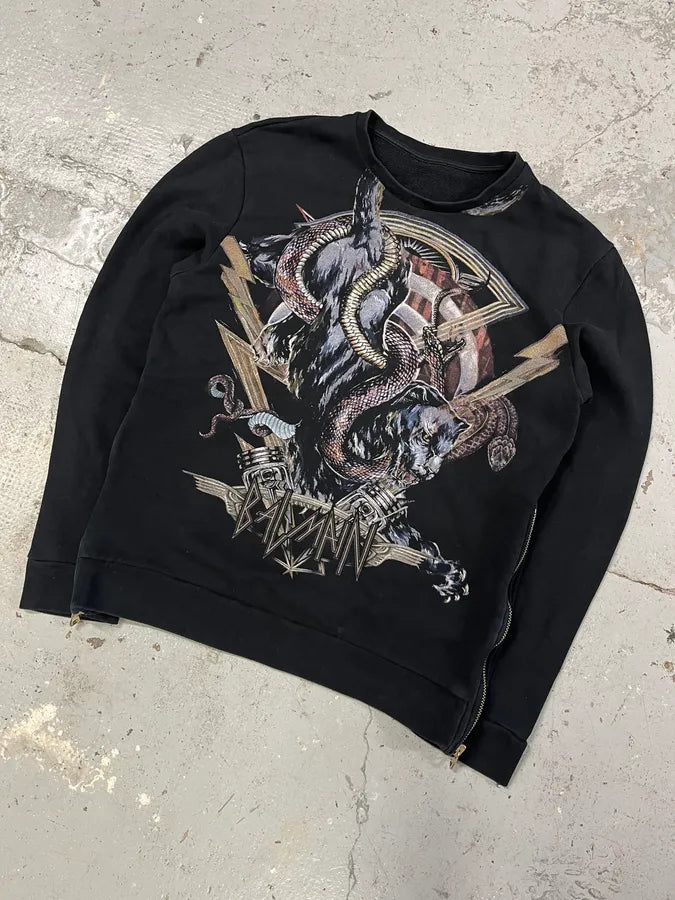 Balmain Graphic Crazy Animals Black Sweater bjsfCaj 3