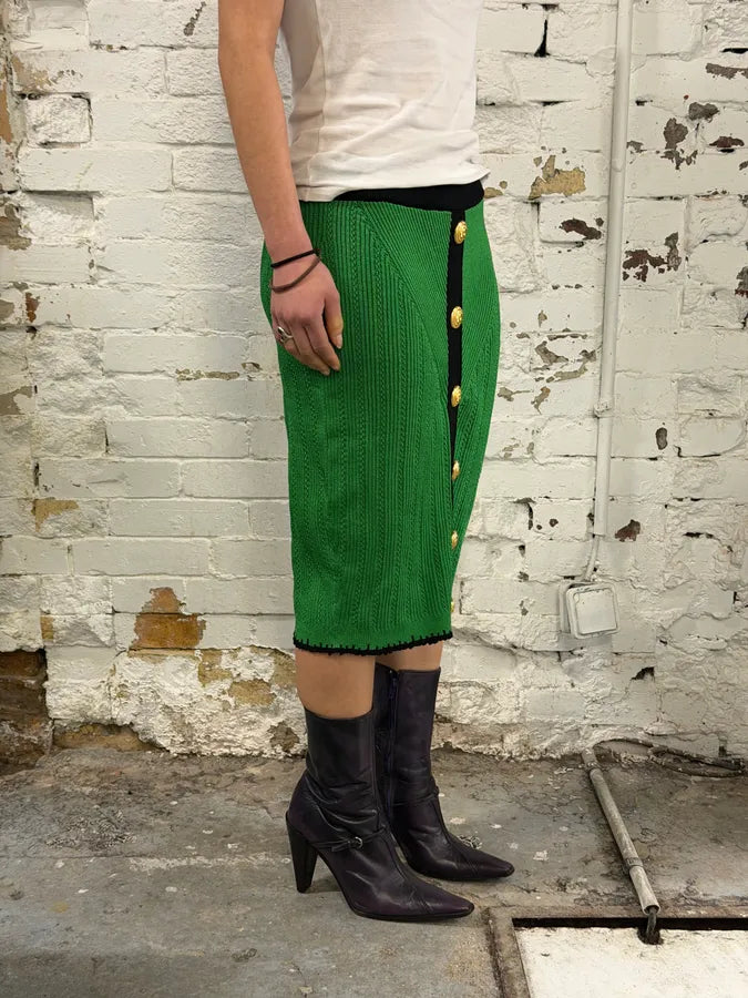 Balmain Green Buttoned Skirt hxuYckE 1