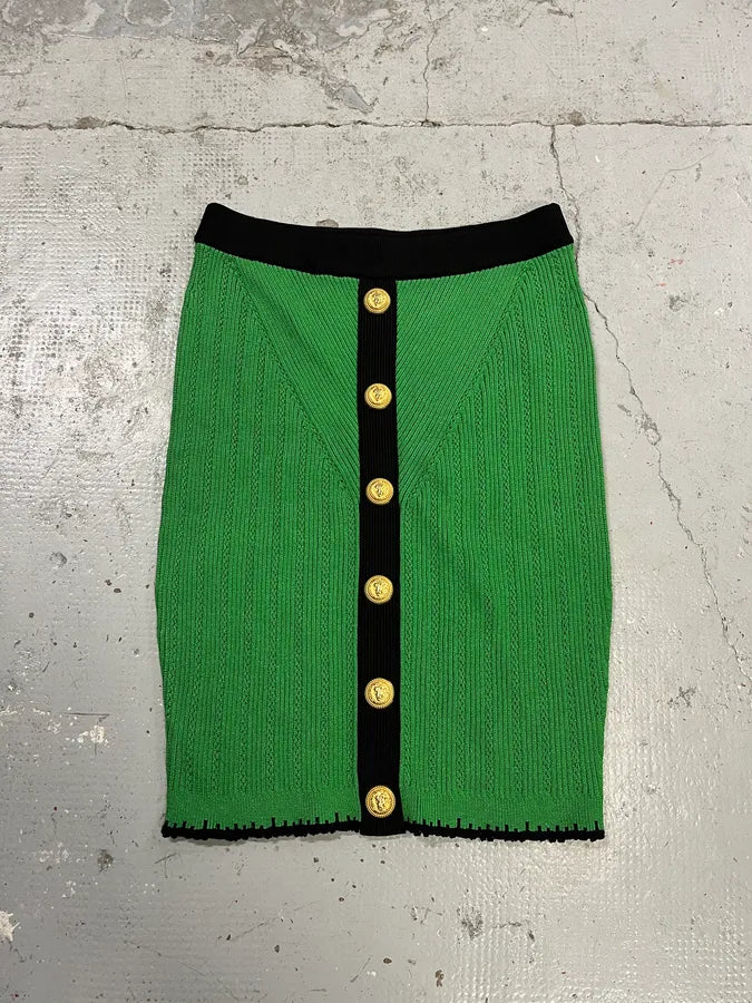 Balmain Green Buttoned Skirt hxuYckE 3