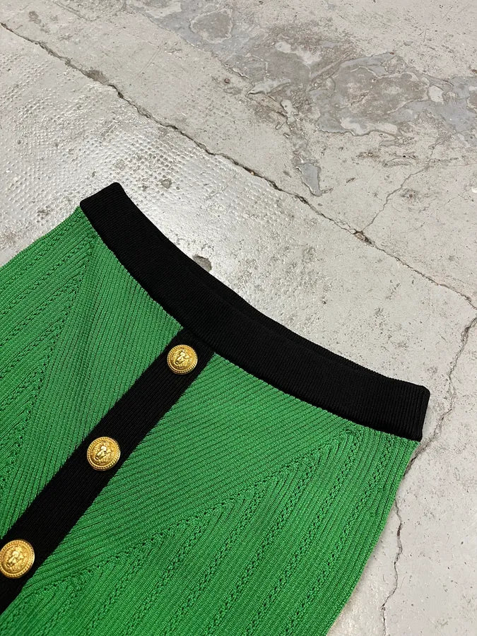 Balmain Green Buttoned Skirt hxuYckE 5