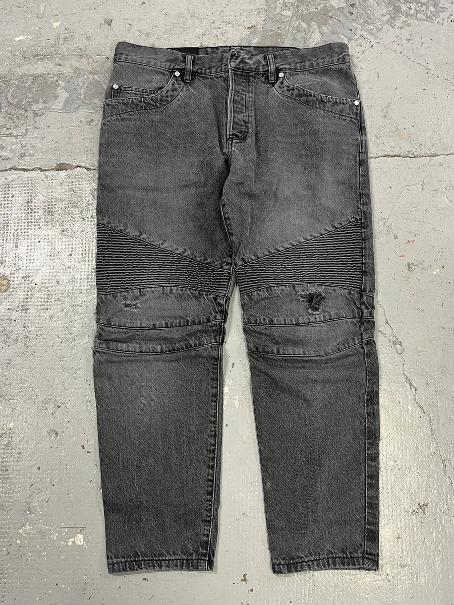 Balmain Grey Biker Denim Jeans qadhoxW 0
