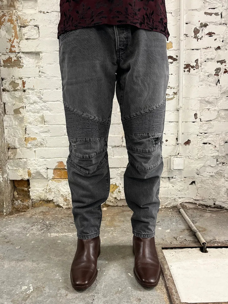 Balmain Grey Biker Denim Jeans qadhoxW 1