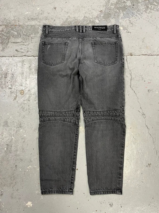 Balmain Grey Biker Denim Jeans qadhoxW 6