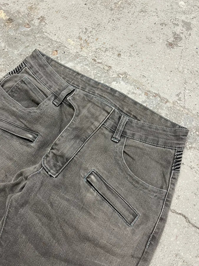 Balmain Grey Biker Denim Slim Jeans zmmlzxS 2