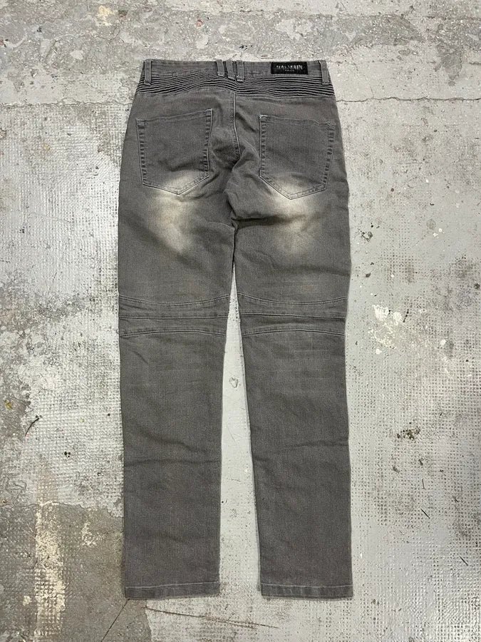 Balmain Grey Biker Denim Slim Jeans zmmlzxS 6