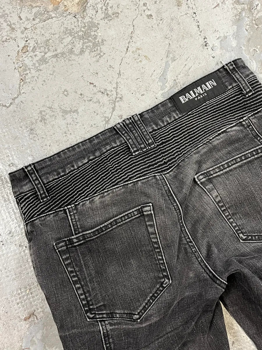 Balmain Grey Contemporary Biker Denim Jeans NiGxbbt 7