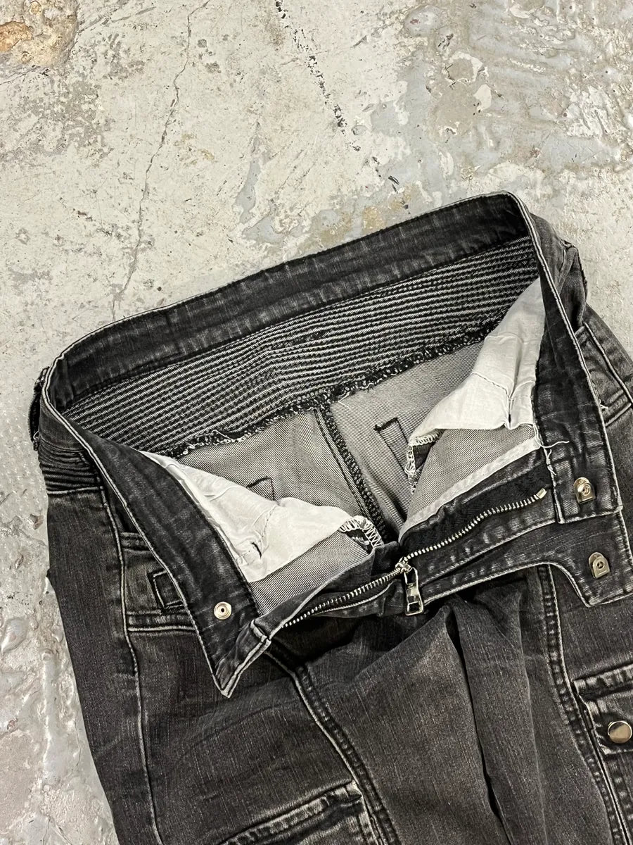 Balmain Grey Contemporary Biker Denim Jeans NiGxbbt 10