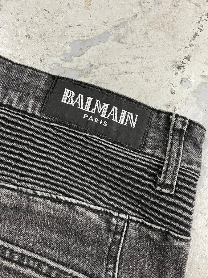 Balmain Grey Contemporary Biker Denim Jeans NiGxbbt 9
