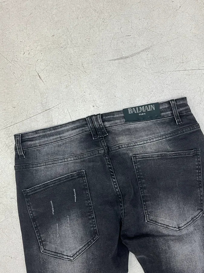 Balmain Grey Faded Biker Denim Jeans tfqQnMw 6