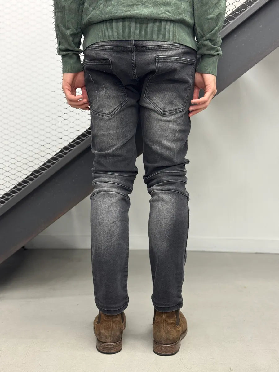 Balmain Grey Faded Biker Denim Jeans tfqQnMw 3