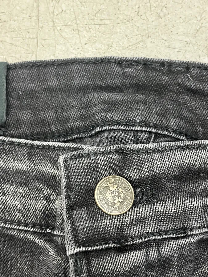 Balmain Grey Faded Biker Denim Jeans tfqQnMw 9