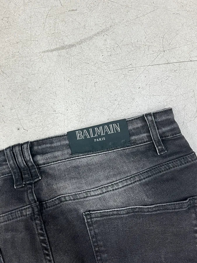 Balmain Grey Faded Biker Denim Jeans tfqQnMw 7