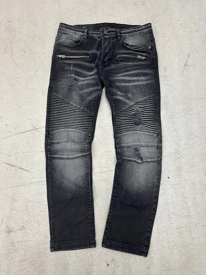 Balmain Grey Faded Biker Denim Jeans tfqQnMw 0