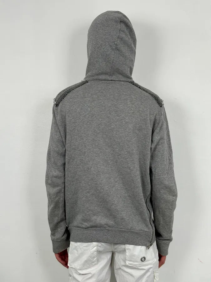 SS2014 Balmain Grey Captain Imperial Zip-up Hoodie aNHVeXn 2