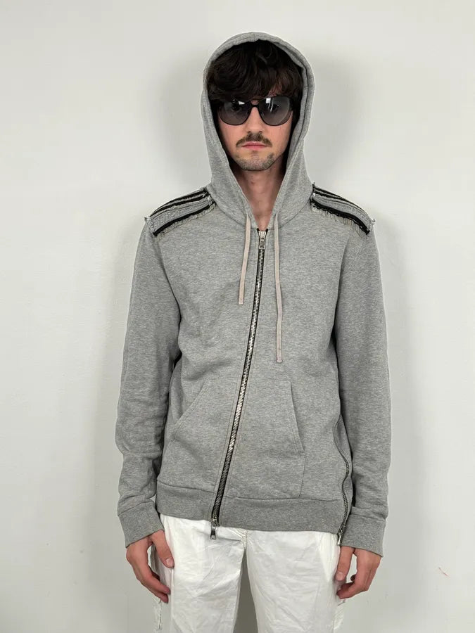 SS2014 Balmain Grey Captain Imperial Zip-up Hoodie aNHVeXn 1