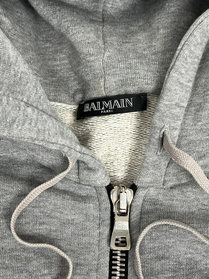 SS2014 Balmain Grey Captain Imperial Zip-up Hoodie aNHVeXn 8