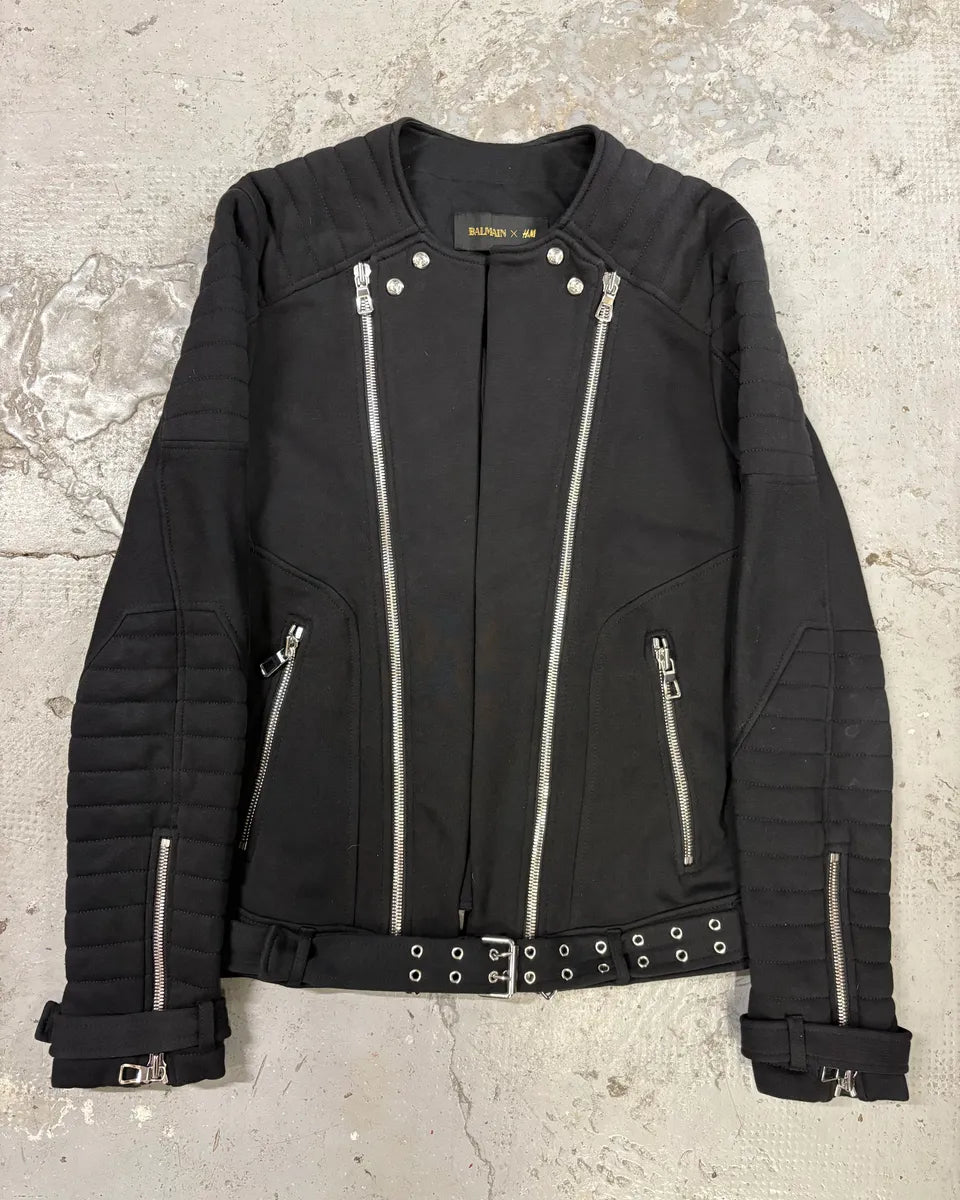 Balmain HM Black Hospin Multi Zips Avant-Garde Jacket (S) sZLdWqj 0