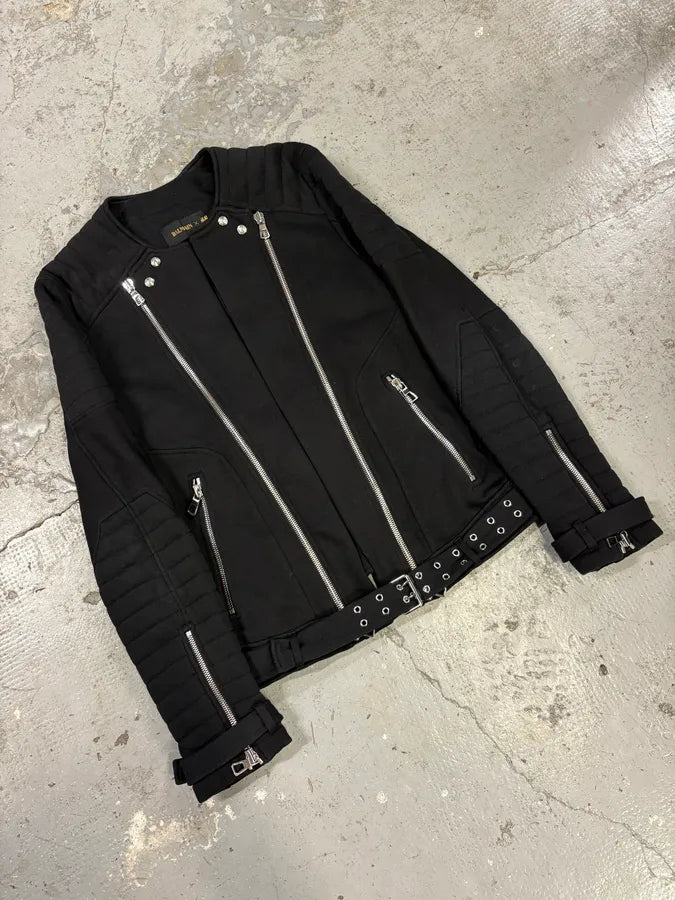 Balmain HM Black Hospin Multi Zips Avant-Garde Jacket (S) sZLdWqj 3