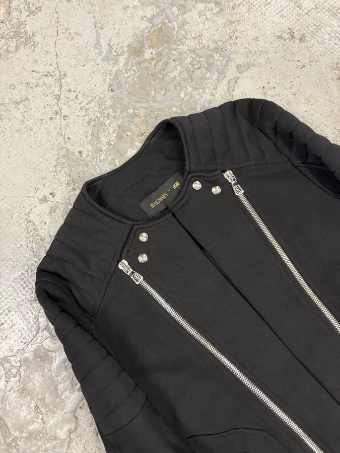 Balmain HM Black Hospin Multi Zips Avant-Garde Jacket (S) sZLdWqj 4