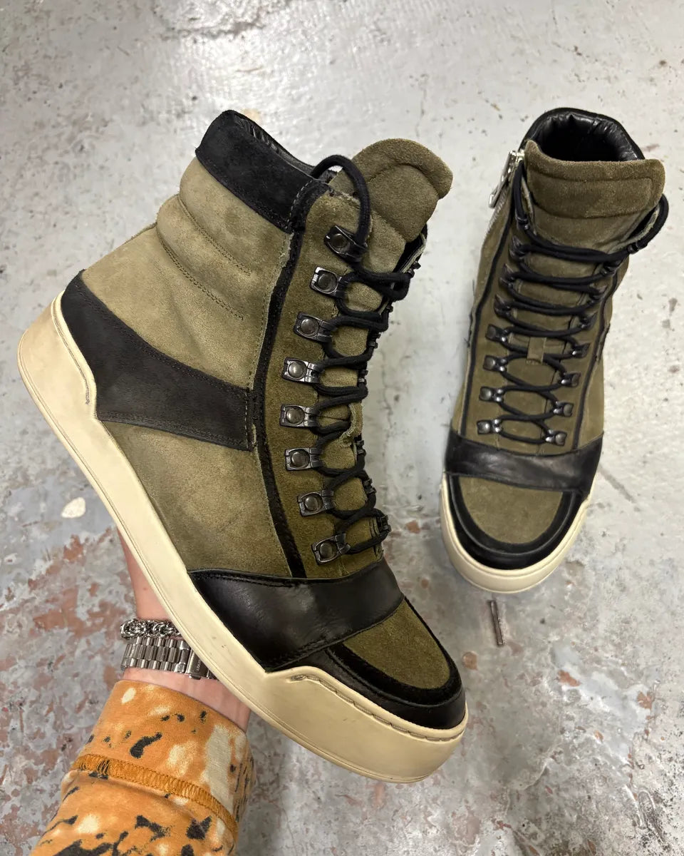 Balmain H&M Khaki Suede High-Top Sneakers  MhGECxR 0