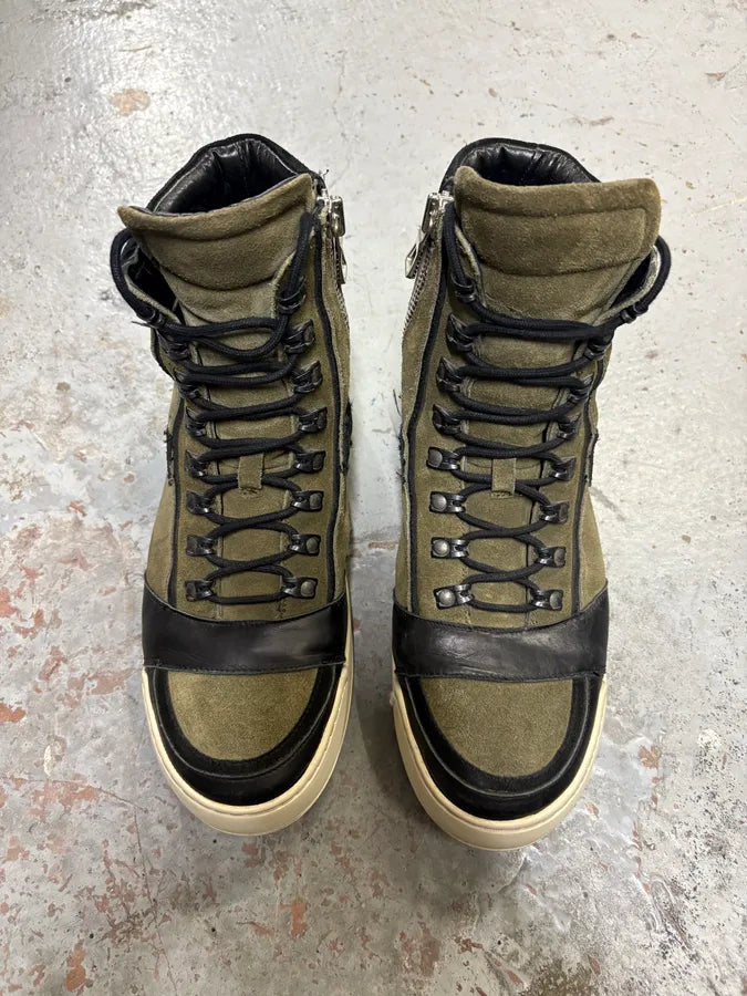 Balmain H&M Khaki Suede High-Top Sneakers  MhGECxR 1