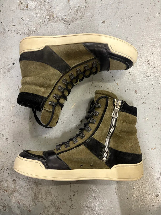Balmain H&M Khaki Suede High-Top Sneakers  MhGECxR 2