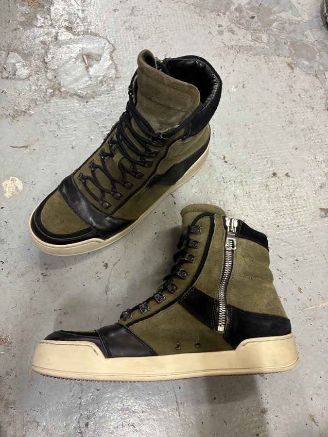 Balmain H&M Khaki Suede High-Top Sneakers  MhGECxR 3