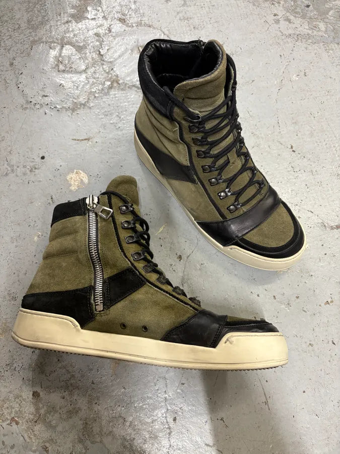 Balmain H&M Khaki Suede High-Top Sneakers  MhGECxR 4