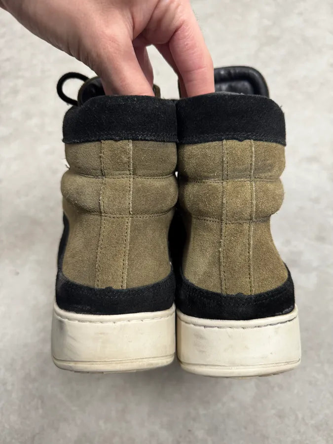 AW2015 Balmain H&M Khaki Suede Leather High Sneakers  AcxijiY 5