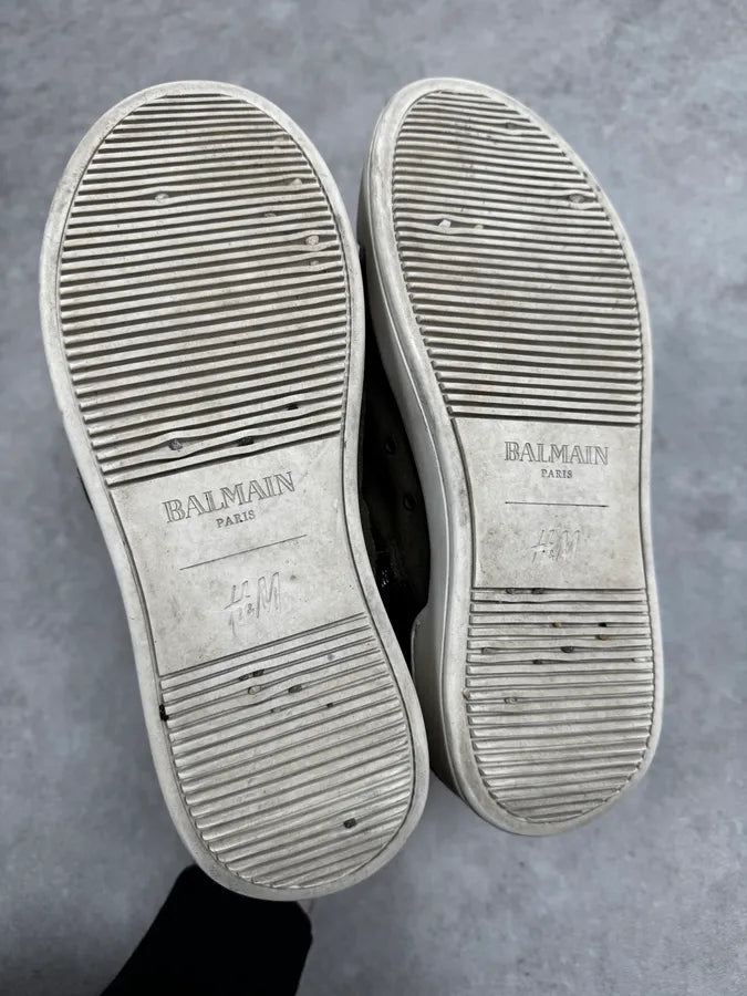 AW2015 Balmain H&M Khaki Suede Leather High Sneakers  AcxijiY 6