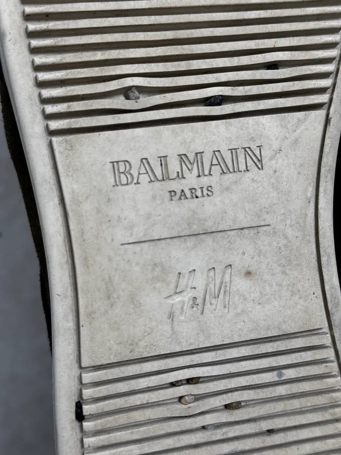 AW2015 Balmain H&M Khaki Suede Leather High Sneakers  AcxijiY 7