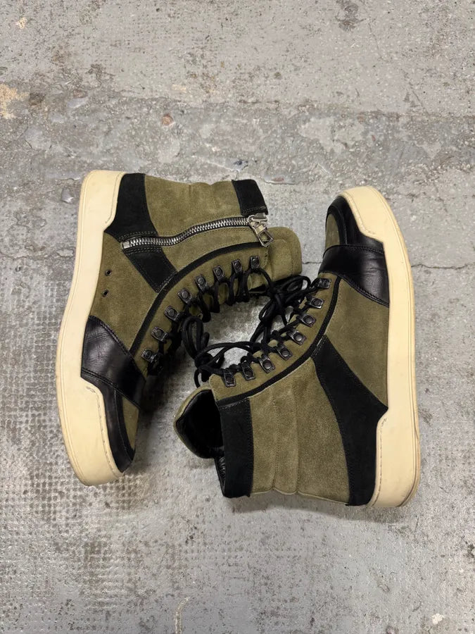 Balmain H&M Olive High Suede Shoes DfjwGRZ 5