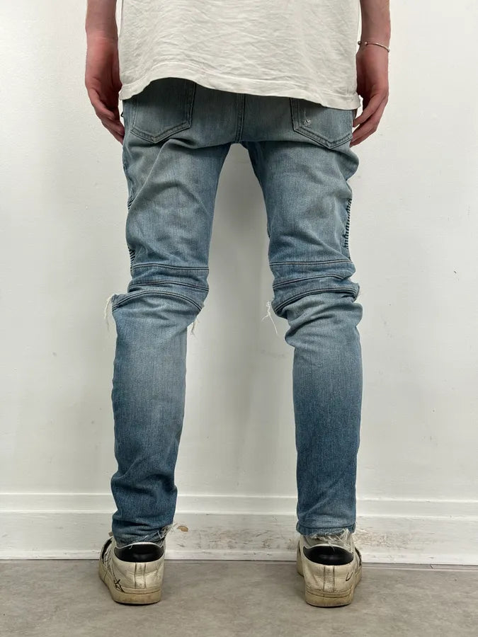2010s Balmain Light Blue Denim Distressed Jeans QGzZDUn 3