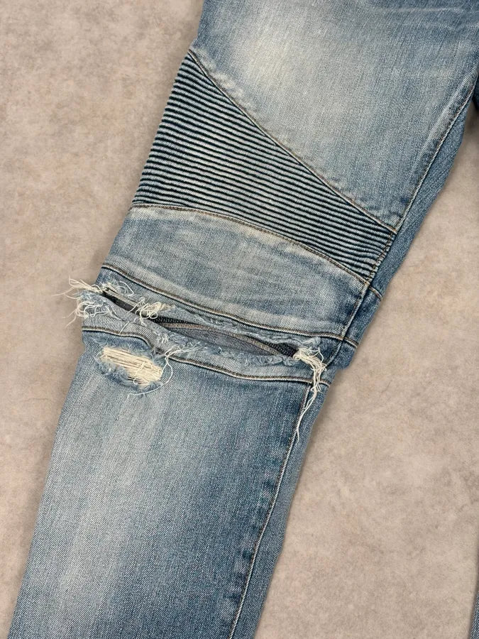2010s Balmain Light Blue Denim Distressed Jeans QGzZDUn 9