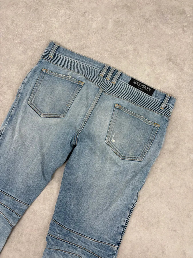 2010s Balmain Light Blue Denim Distressed Jeans QGzZDUn 6